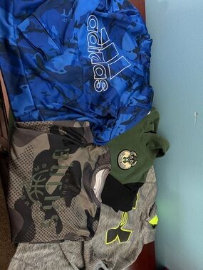 adidas Blue Camo Pullover with White Logo